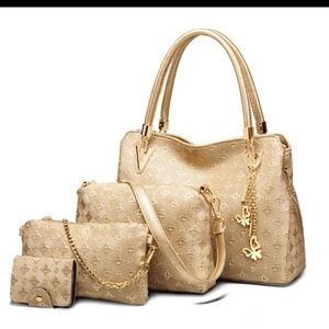 Pahajim Women Fashion Handbags set 4pcs PU Leather shoulder Bags Tote Bags Walle